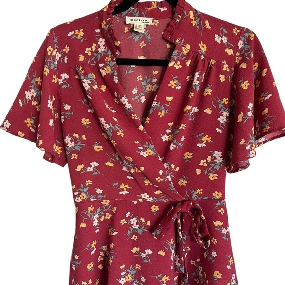 Monteu | Floral Peplum Top | Side Tie Detail - Picture 1 of 7